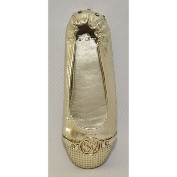 Stuart Weitzman Kids Marjorie Ballet Flat Shoe Gold 5 Pre-Owned - Picture 3 of 11
